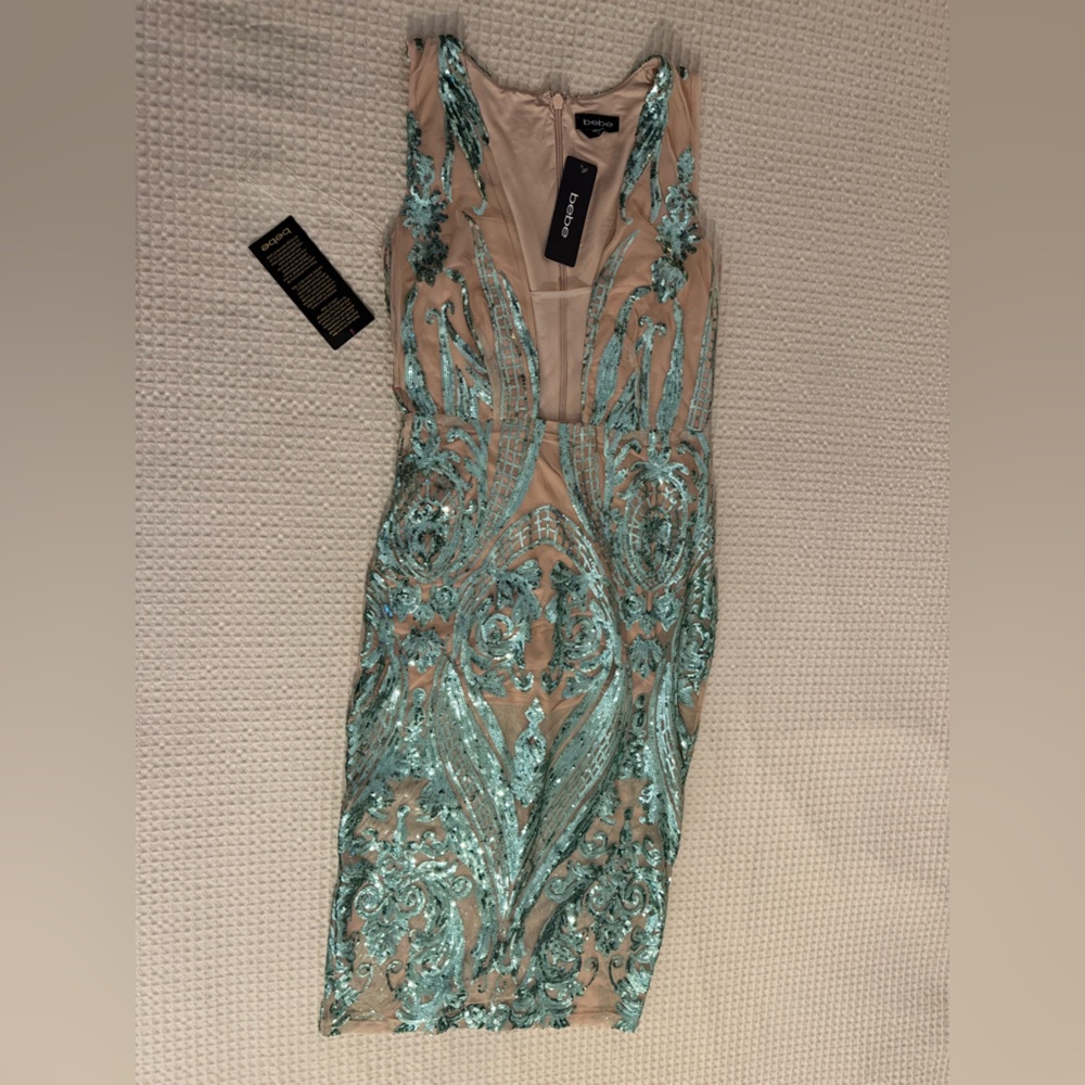 bebe Aqua and Nude Mini Dress